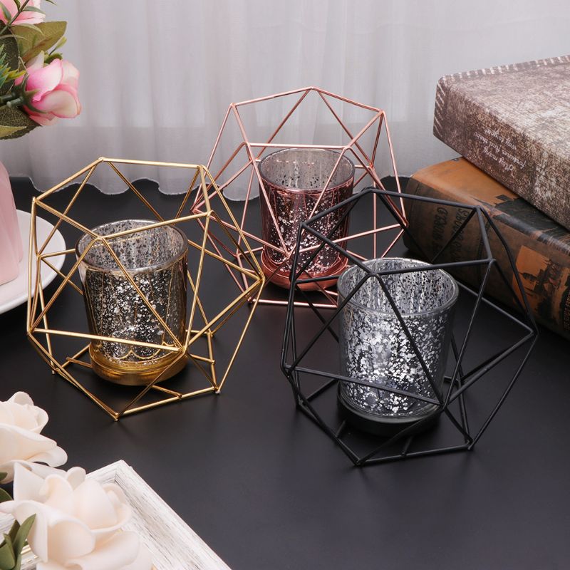 3D Geometric Candlestick Metal Candle Holder Wedding Home Decor Hot