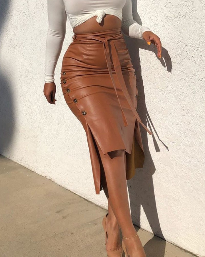 Sivire Leather Skirt