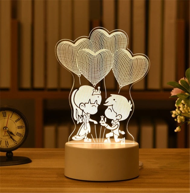 3D Lamp Acrylic USB LED Night Lights Neon Sign Lamp – ElaCo