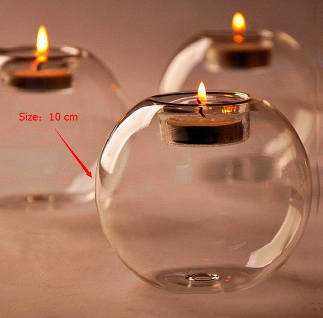 Transparent Hollow Glass Candle Holder